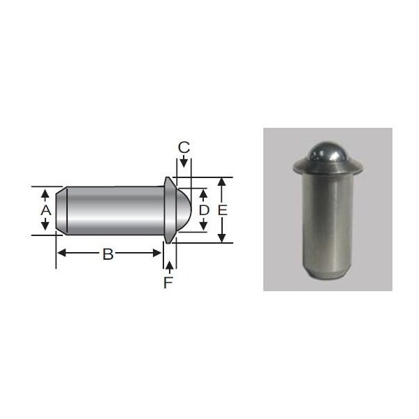 S & W Manufacturing Press Fit Ball Nose, Stl, Stnd, 0.188" SWPF10-3B - main